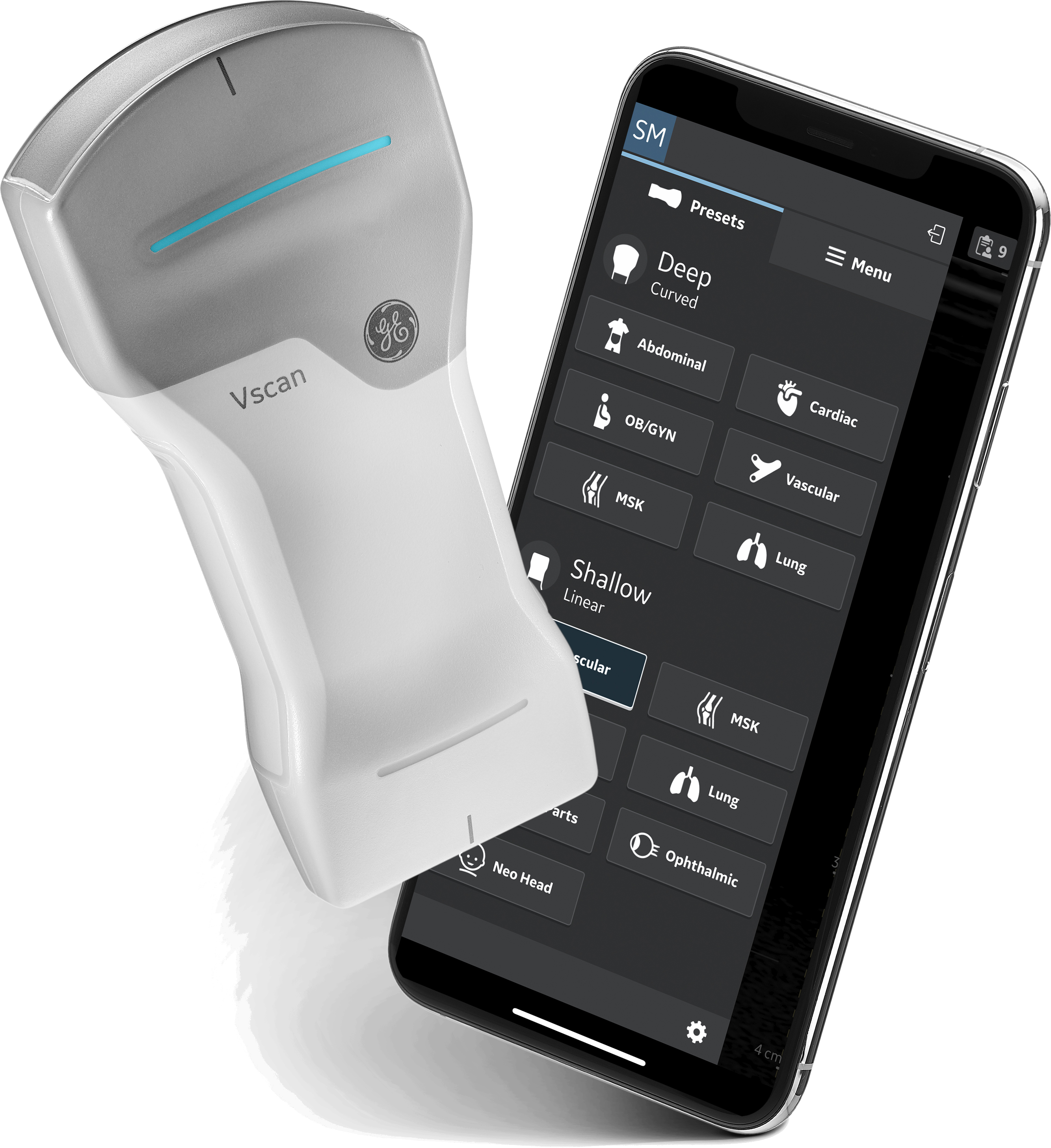 Vscan Air CL и смартфон с интерфейсом пресетов